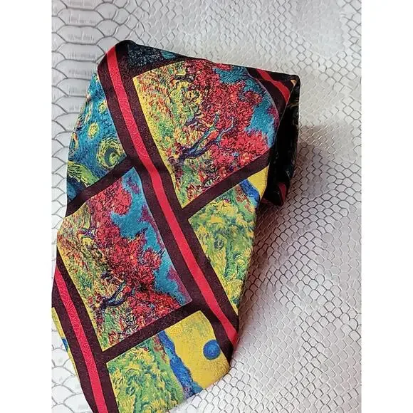 BRIONI by Santostefano100% Silk tie Made in ITALY Bright colors Abstract 57